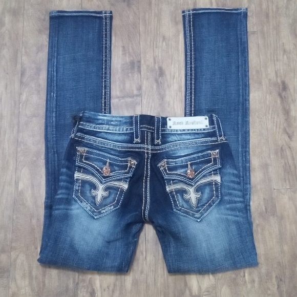 Rock Revival Women's Jeans 26 Straight Leah Embellished Embroidered NWOT - Picture 6 of 12